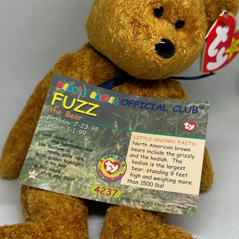 TY BEANIE BABIES FUZZ the BEAR DOB: 7/23/1998 Plush Stuffed Animal
